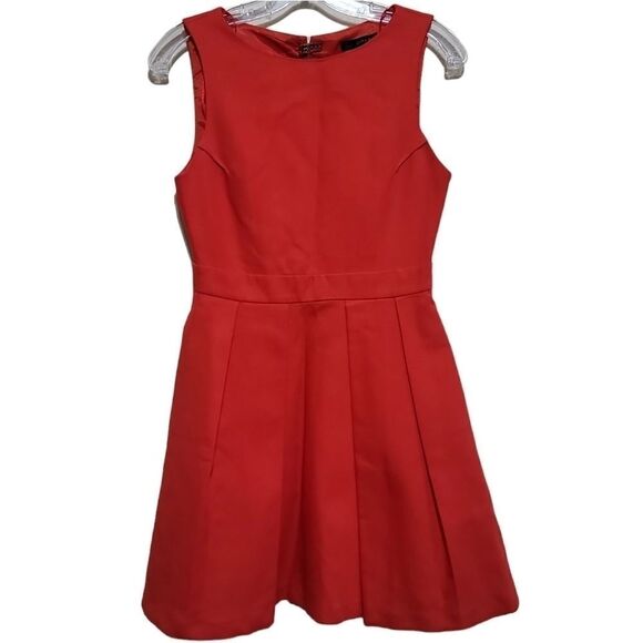 Zara Women's Orange Sleeveless Open Back Fit and Flare Sleeveless Dress Sz Small - Picture 6 of 8